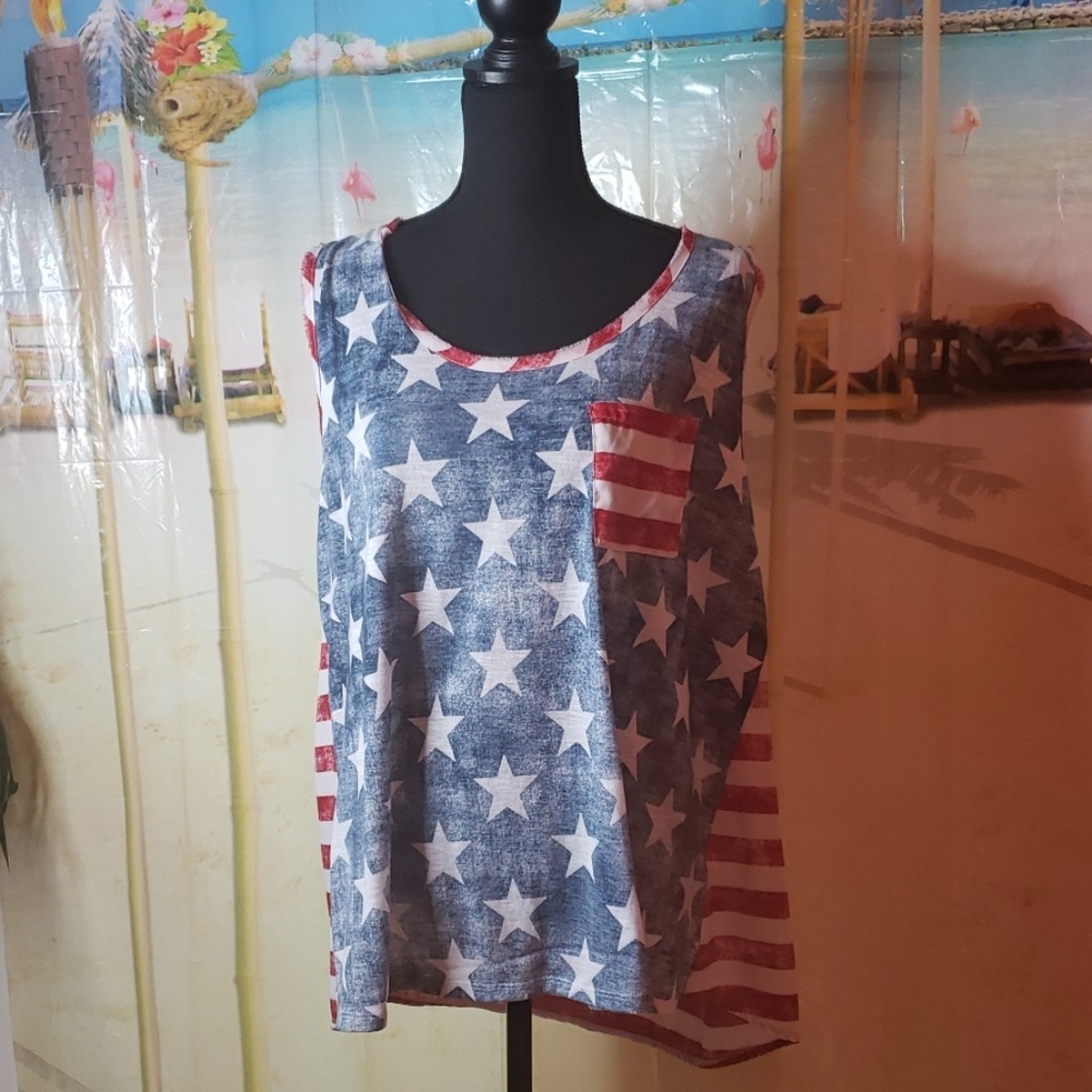 Tru Star red white and blue top 1x